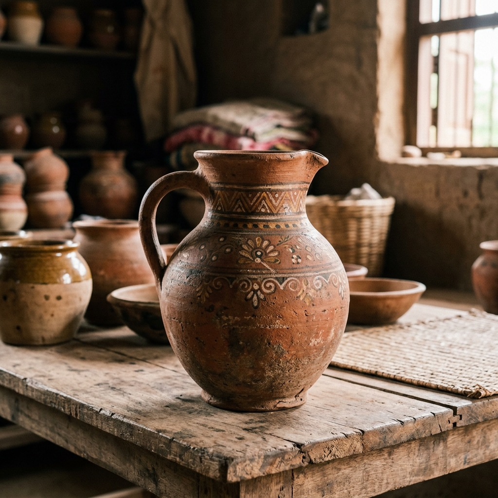 Antique Finish Clay Pitcher #81