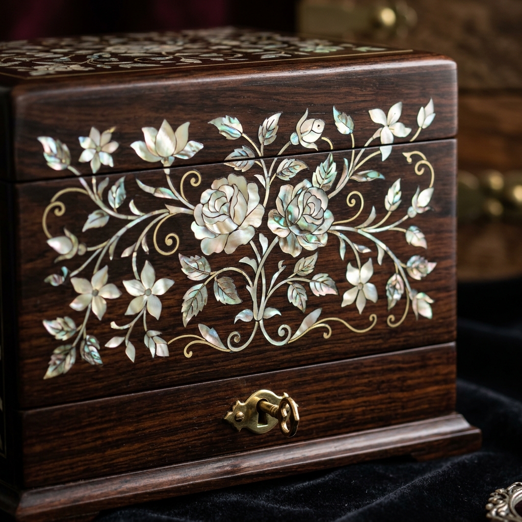 Inlaid Rosewood Jewelry Box 3514