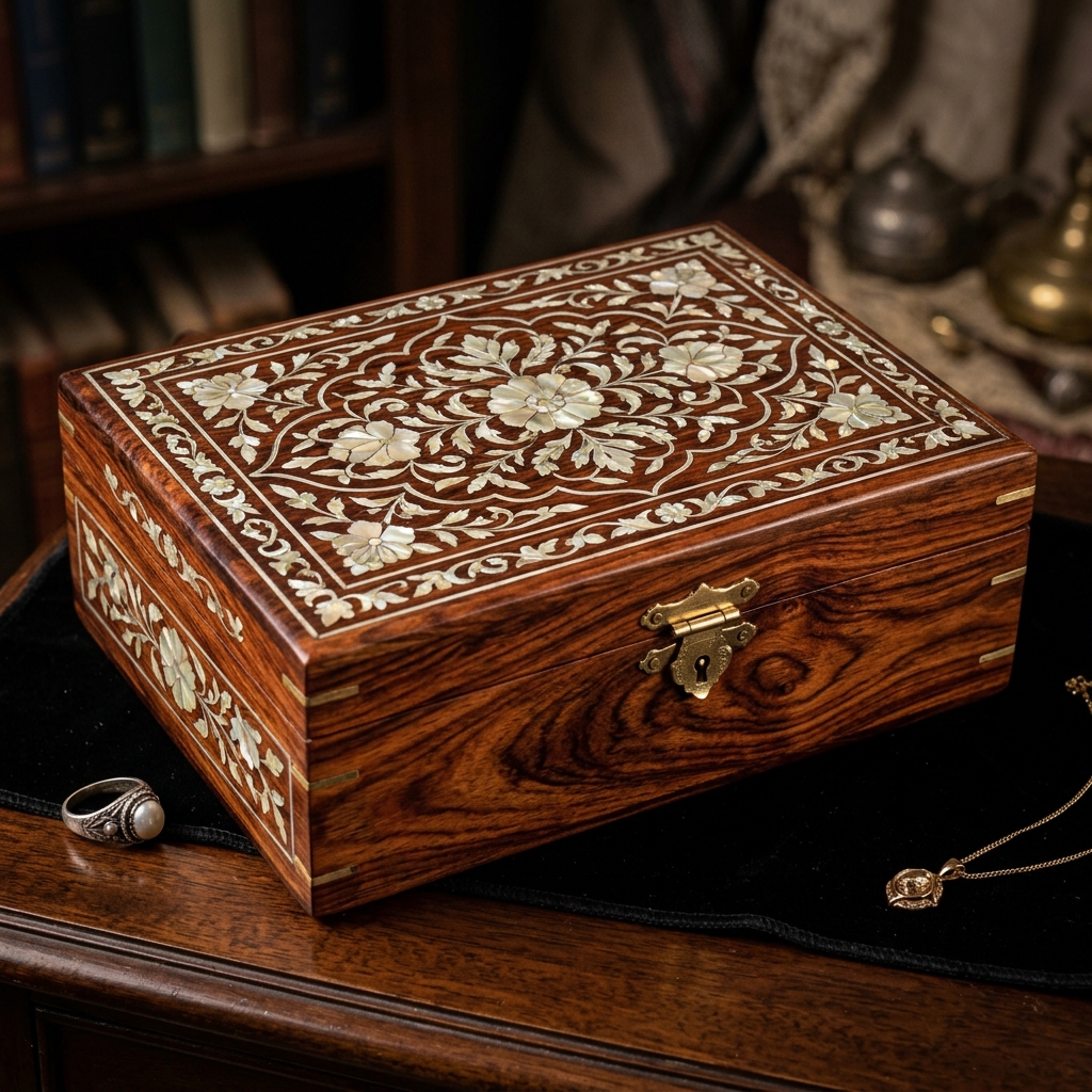 Inlaid Rosewood Jewelry Box 4477